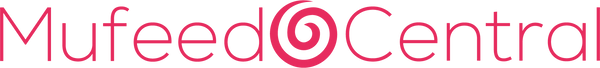 Logo of Mufeed Central with pink text on a white background