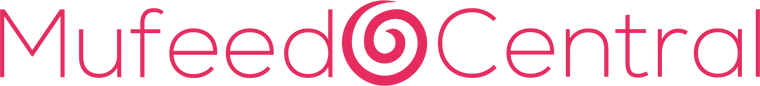 Logo of Mufeed Central with pink text on a white background